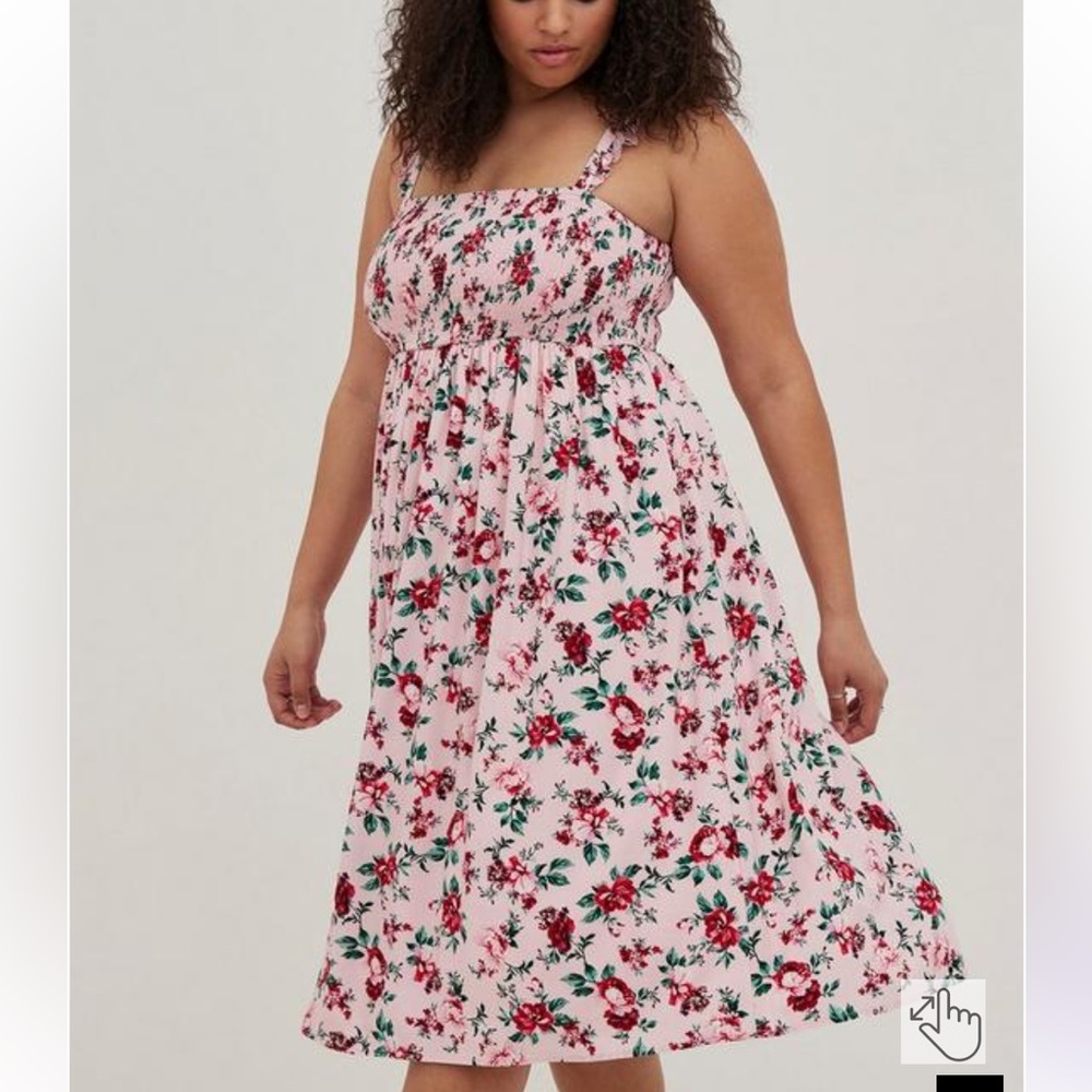 Torrid Midi Challis Smocked Tiered Dress